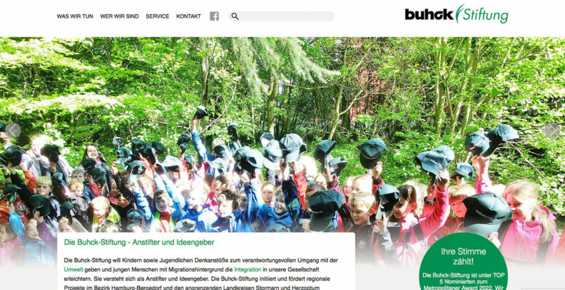 Screenshot Die Buhck-Stiftung.