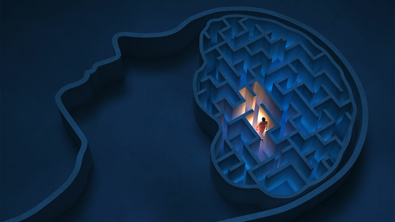 Illustration: Gehirn als Labyrinth.