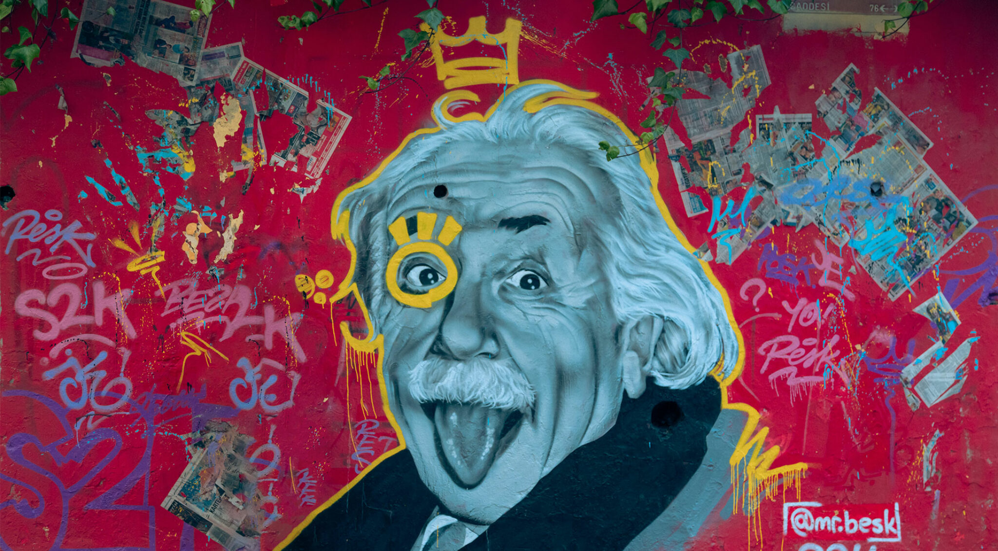 Pop Art Darstellung von Albert Einstein mit herausgestreckter Zunge