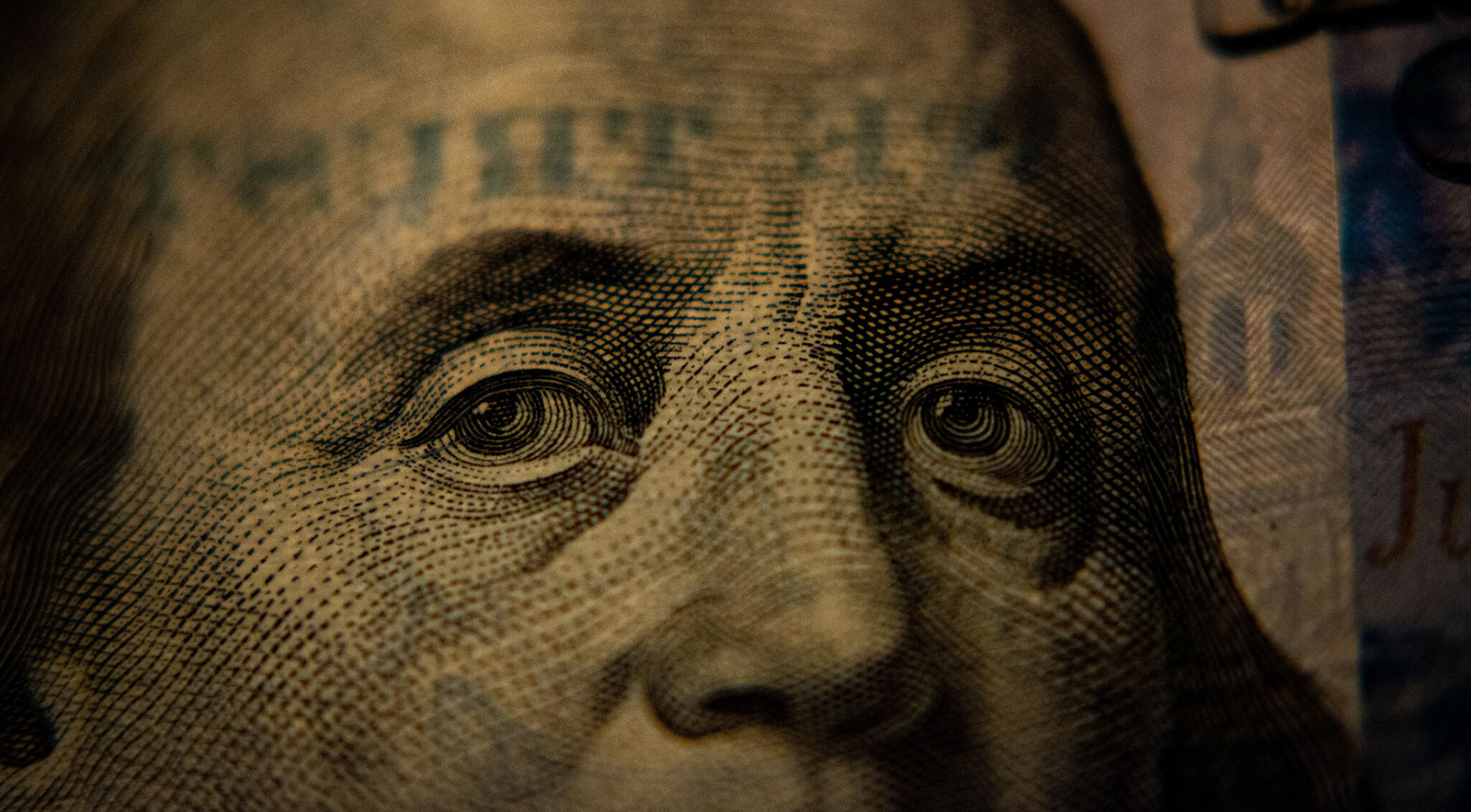 Ausschnitt von Benjamin Franklin auf der Dollar Note