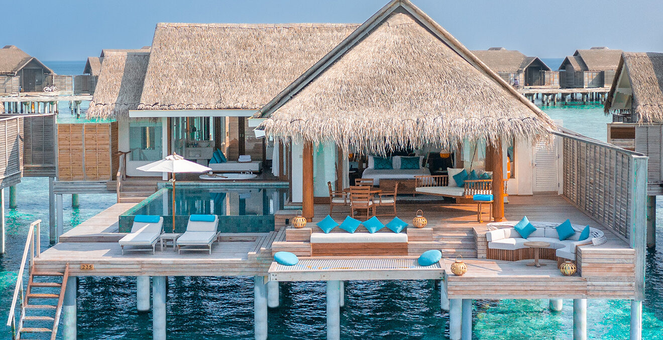 Villa auf Stelzen des Luxusresorts Niyama-Private-Islands.
