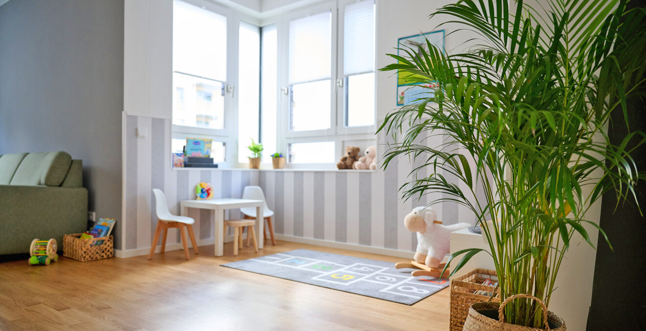 Spielecke für Kinder in einer Wohnung des SOS-Kinderdorf Hamburg