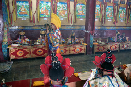 Religiöse Zeremonie im Kloster Diskit, Nepal