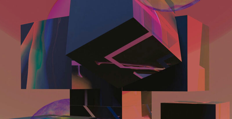 Abstrakte Farbkomposition mit weichen Übergängen in Rot-, Violett- und Blautönen.